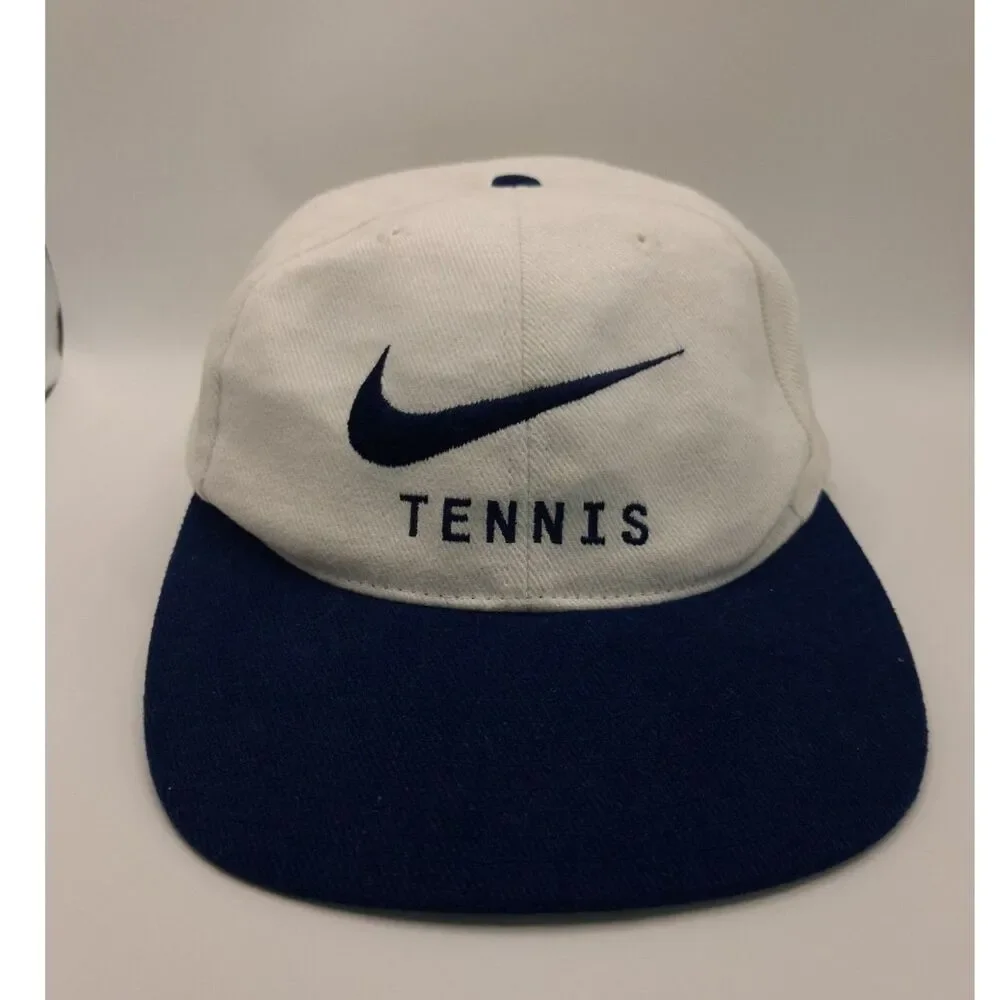 Nike Tennis Snapback White & Blue Hat 90s Preppy Sport